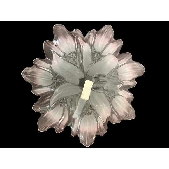 Mikasa Waltherglas Pink Frosted Tulip Crystal Serving Platter Germany Vtg NEW - Picture 1 of 4